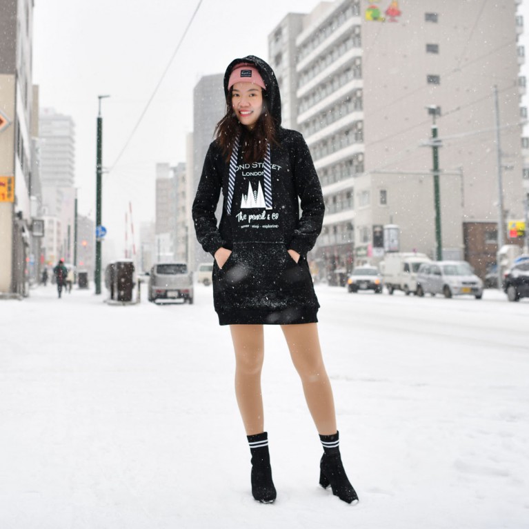 Bond street hoodie dress (ดำ/น้ำตาล/ชมพู)