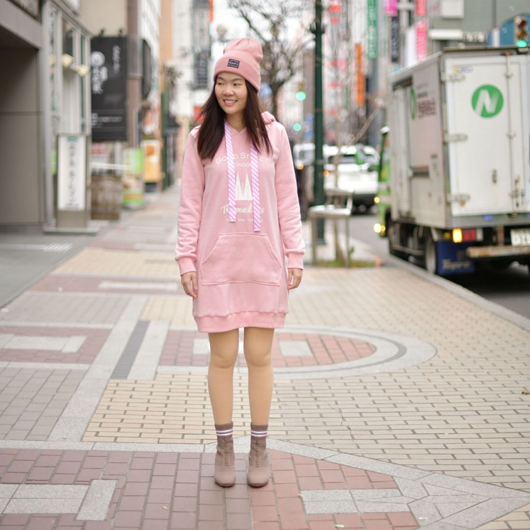 Bond street hoodie dress (ดำ/น้ำตาล/ชมพู)