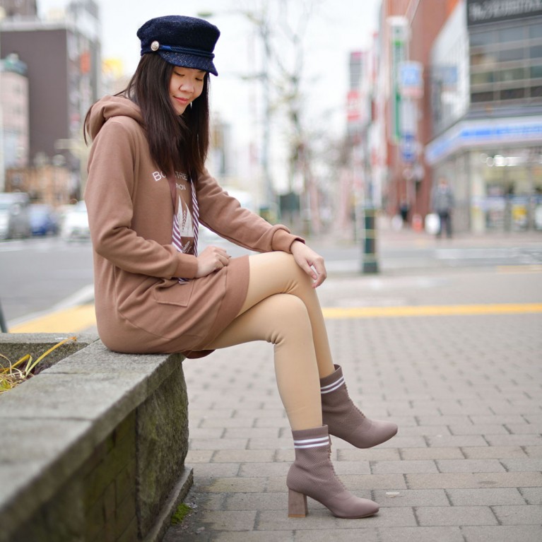 Bond street hoodie dress (ดำ/น้ำตาล/ชมพู)