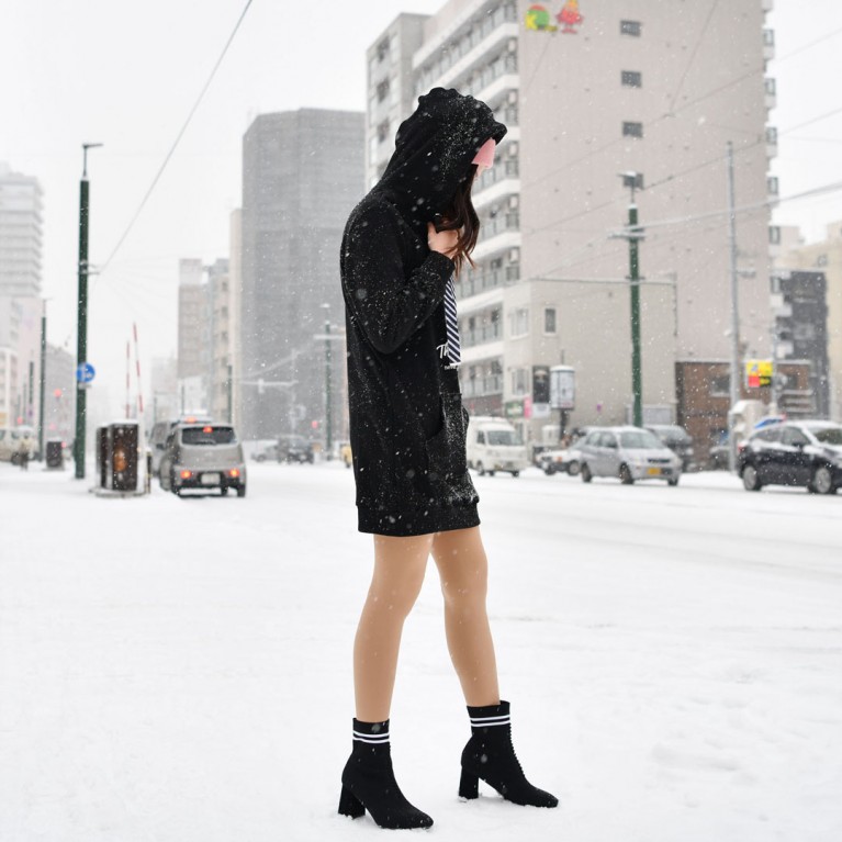 Bond street hoodie dress (ดำ/น้ำตาล/ชมพู)
