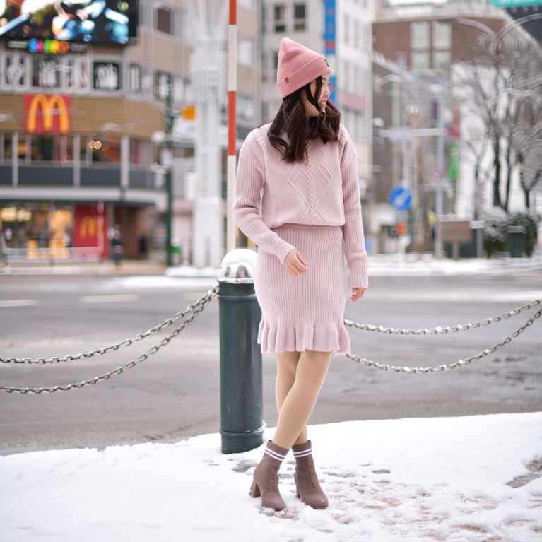 Lindy skirt set (ดำ/เบจ/ชมพู) 