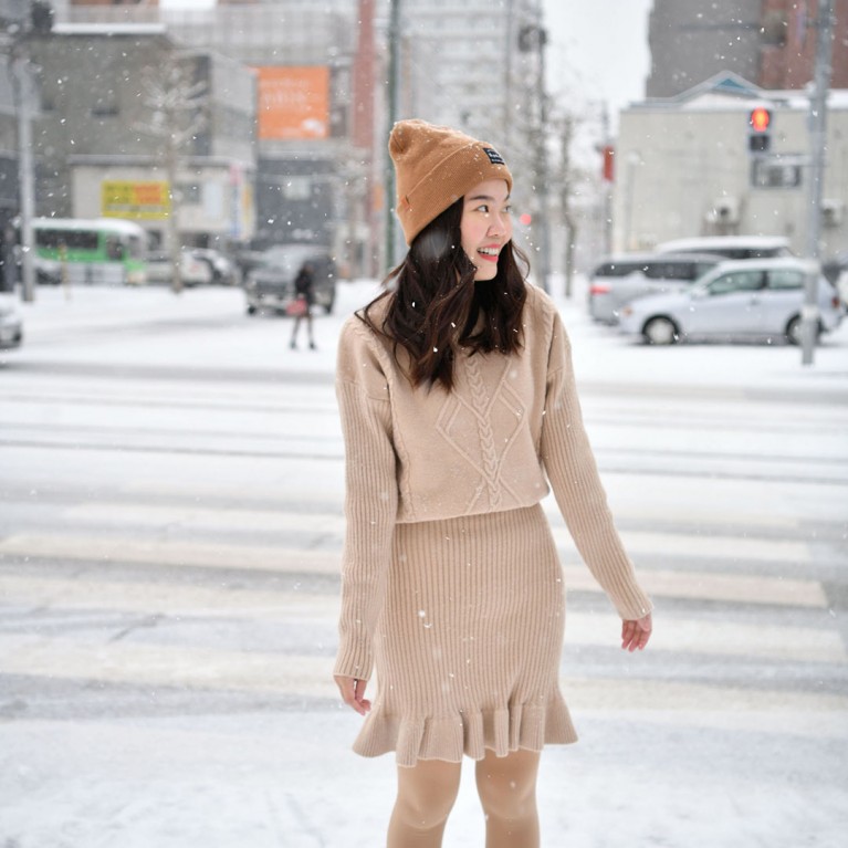 Lindy skirt set (ดำ/เบจ/ชมพู) 