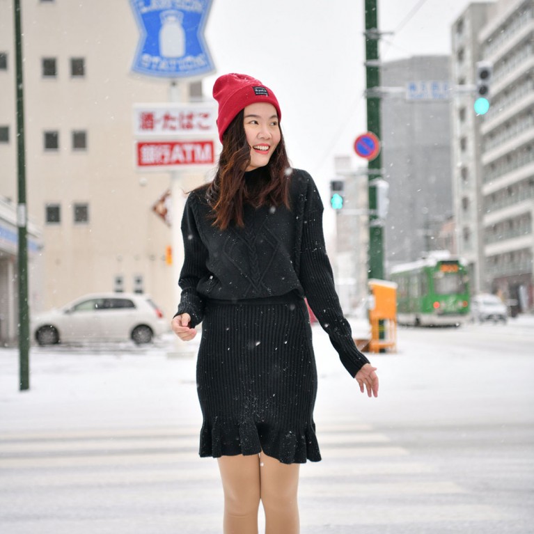 Lindy skirt set (ดำ/เบจ/ชมพู) 