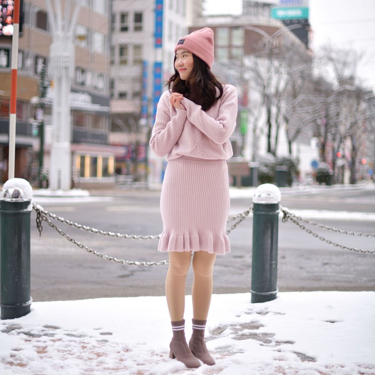 Lindy skirt set (ดำ/เบจ/ชมพู) 