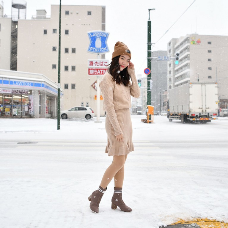 Lindy skirt set (ดำ/เบจ/ชมพู) 