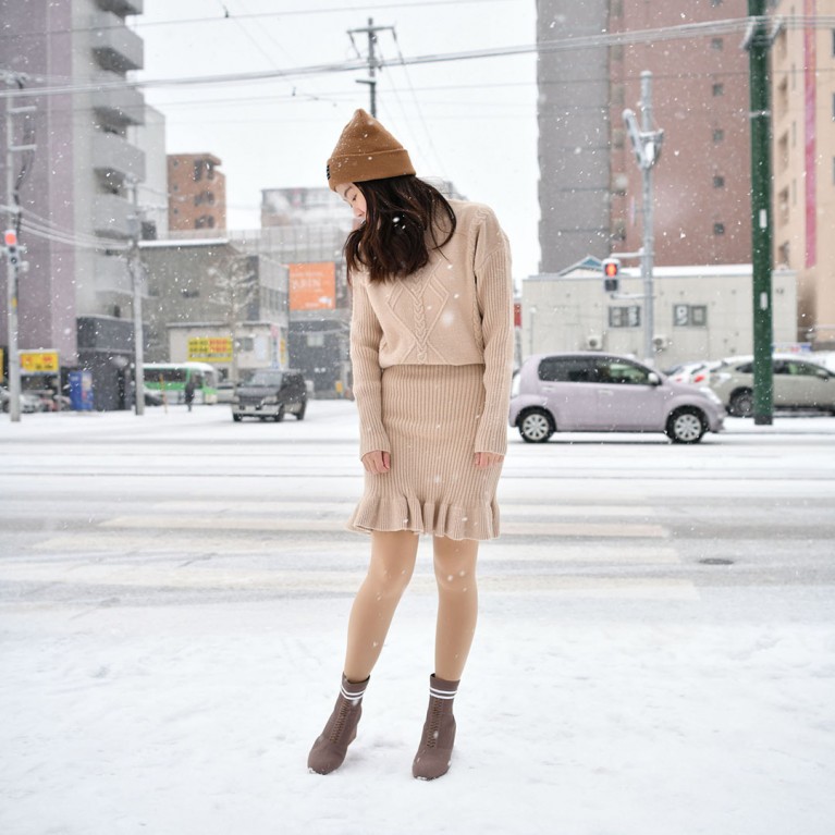 Lindy skirt set (ดำ/เบจ/ชมพู) 