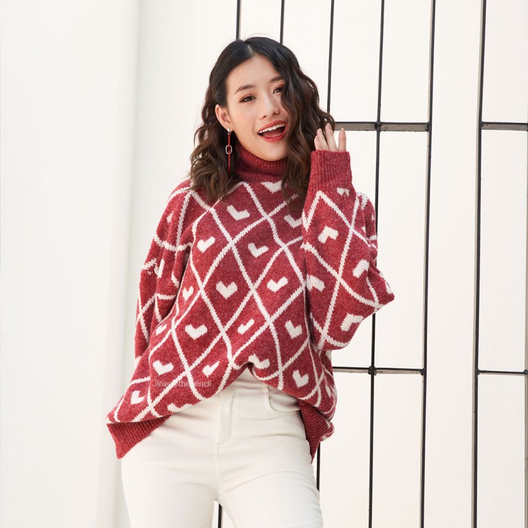 Hearts a lot sweater (แดง/ฟ้า/น้ำตาล)
