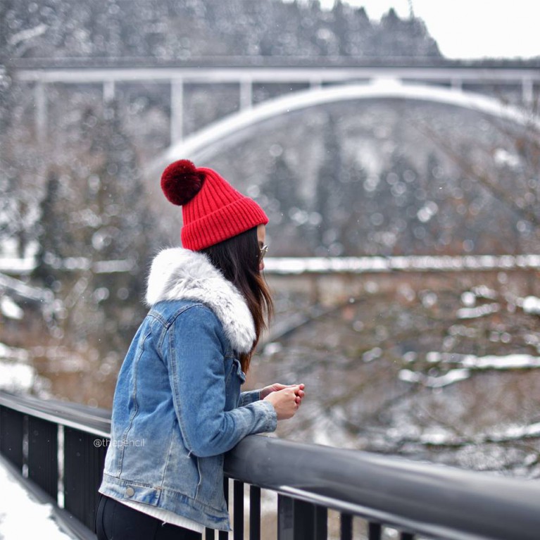 Fur denim jacket
