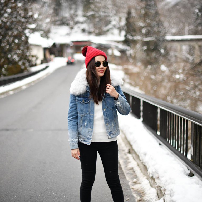 Fur denim jacket