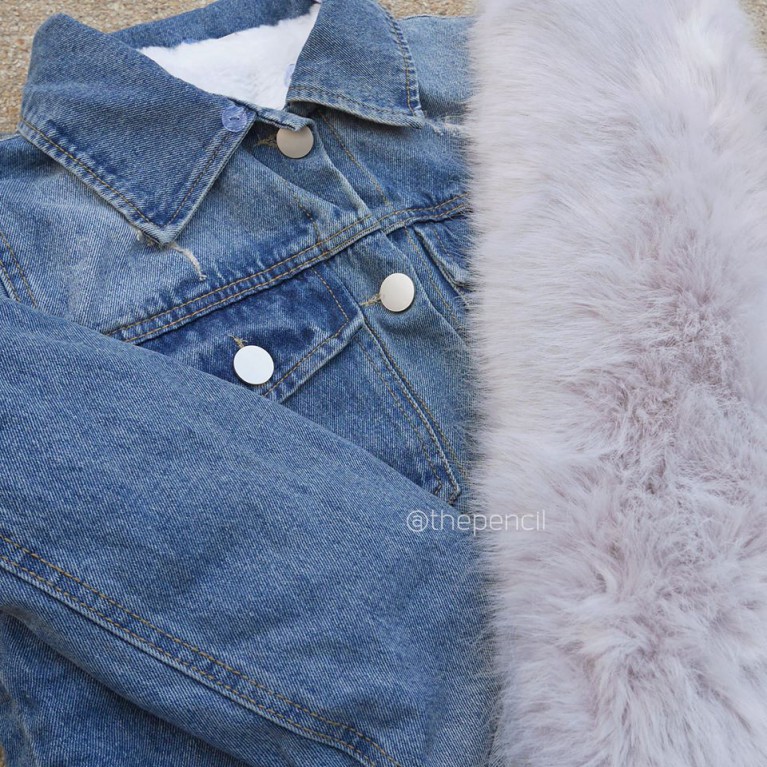 Fur denim jacket