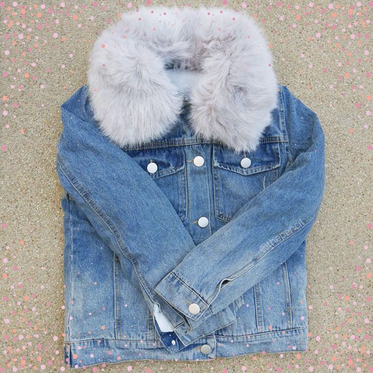 Fur denim jacket