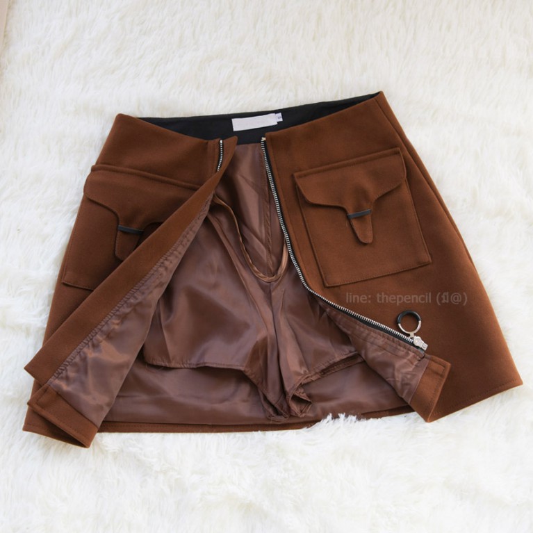 Zipper skort (ดำ/น้ำตาล)
