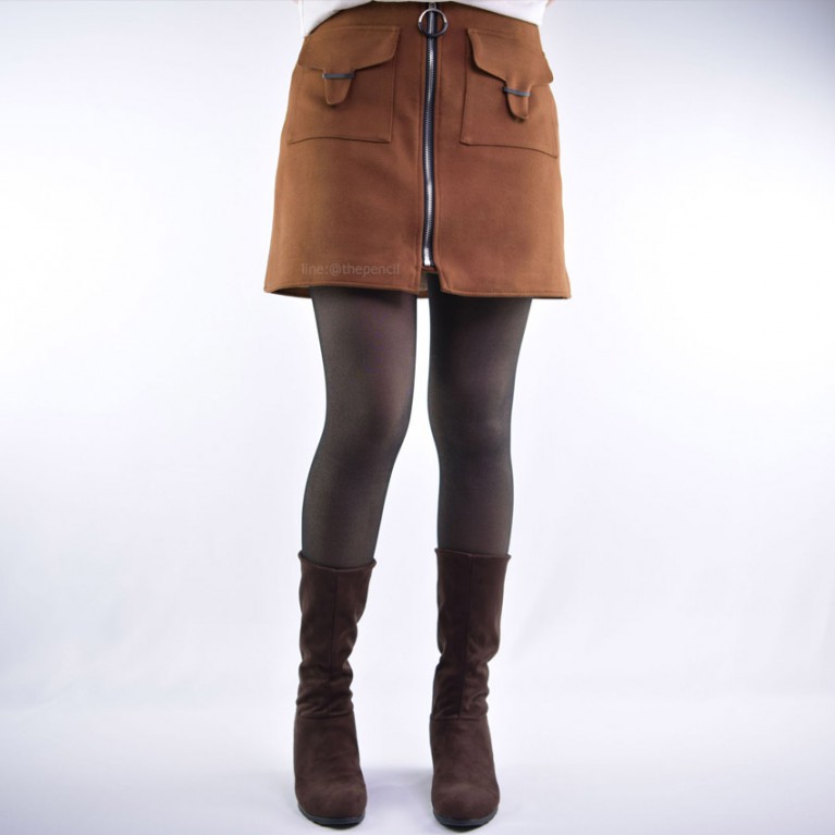 Zipper skort (ดำ/น้ำตาล)