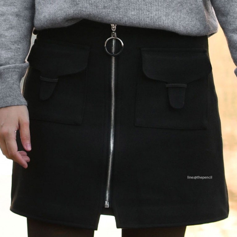 Zipper skort (ดำ/น้ำตาล)