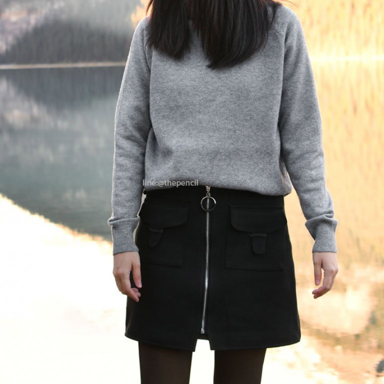 Zipper skort (ดำ/น้ำตาล)