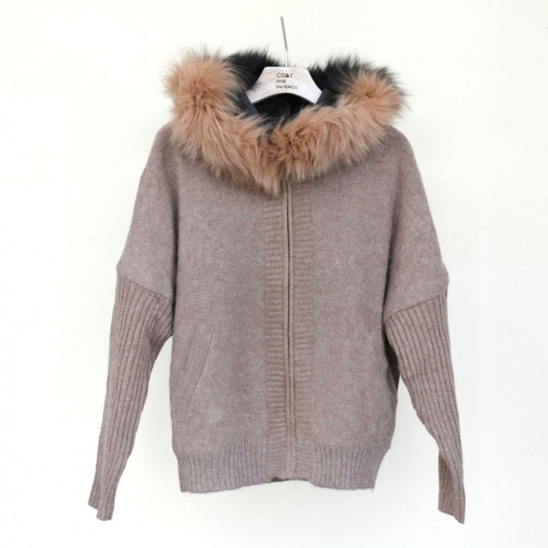 Fur two tone sweater hood