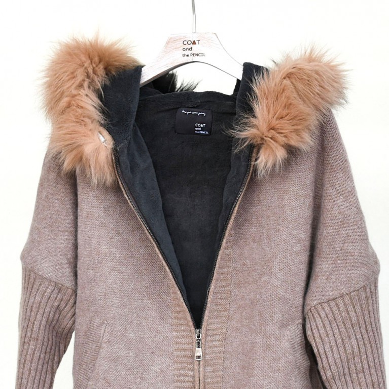 Fur two tone sweater hood