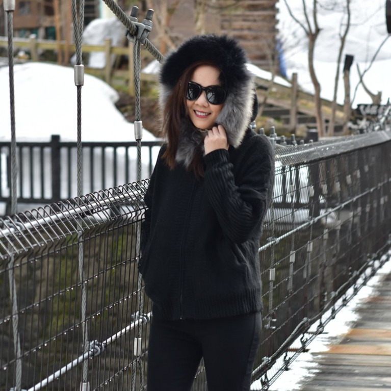 Fur two tone sweater hood
