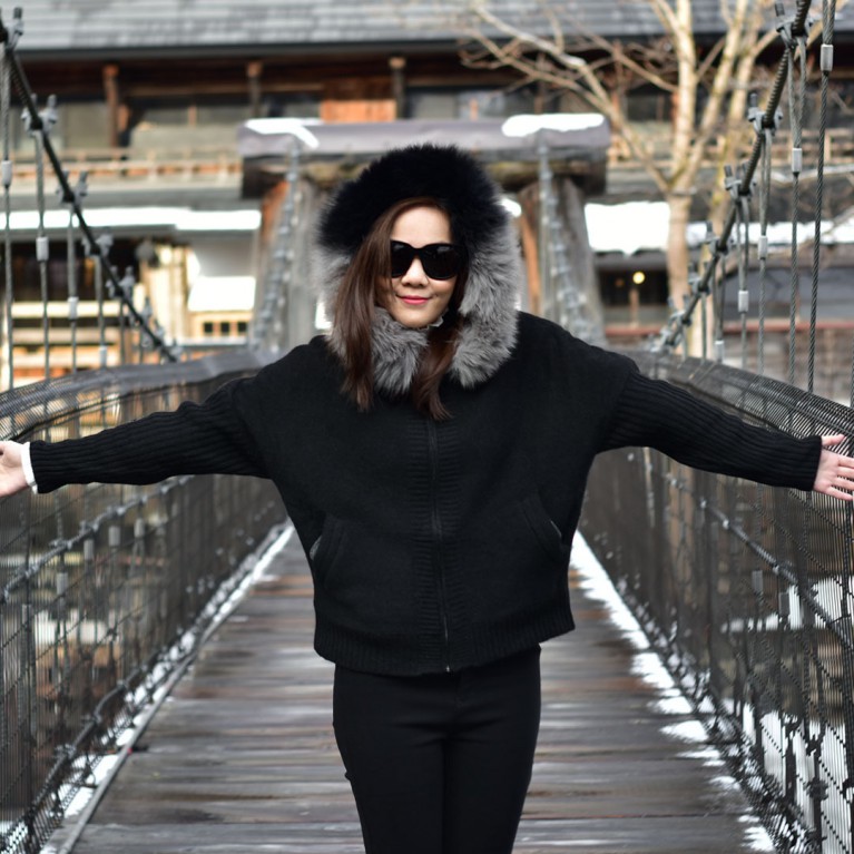 Fur two tone sweater hood