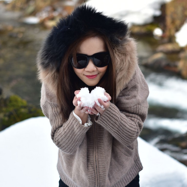 Fur two tone sweater hood