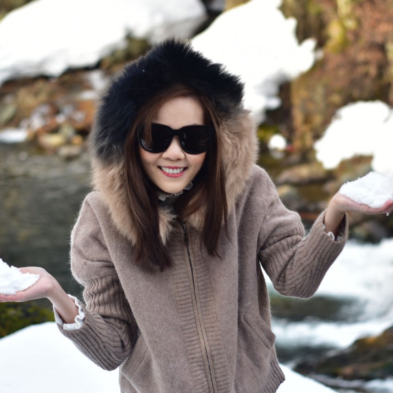 Fur two tone sweater hood