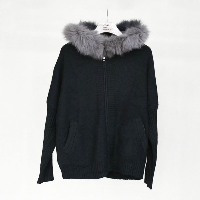 Fur two tone sweater hood