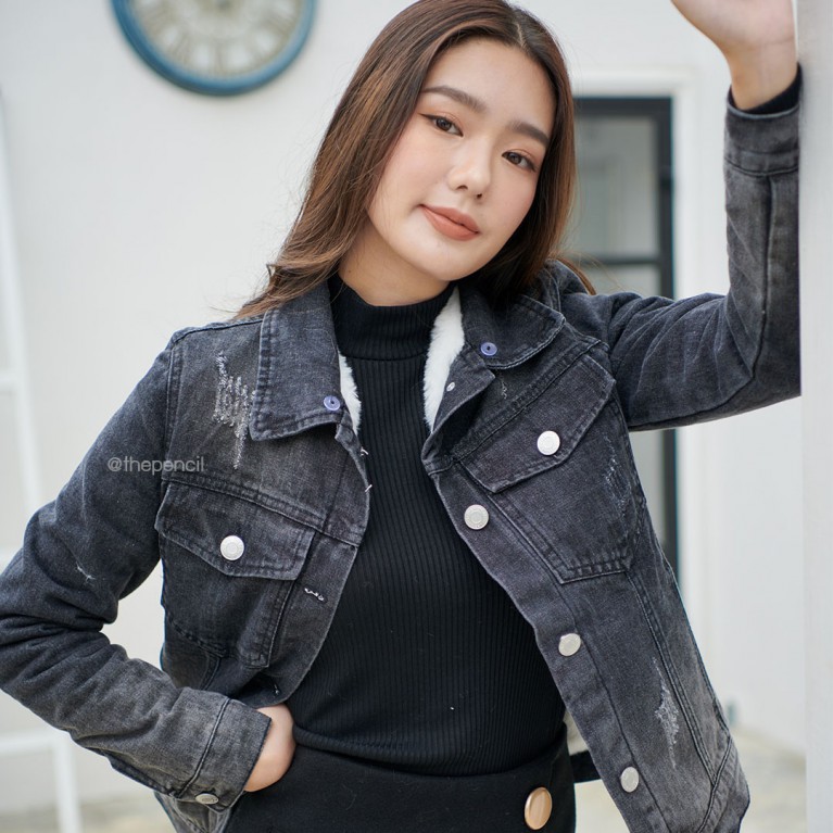 Fur denim jacket