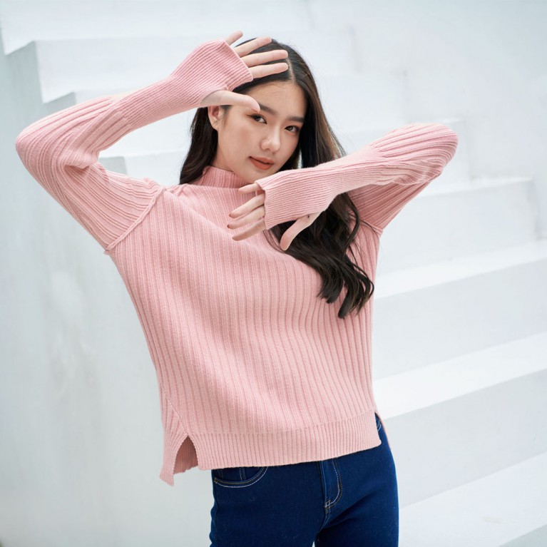 Hand knit sweater 2  (ดำ/ขาว/เทา/ครีม/ฟ้า/ชมพู)