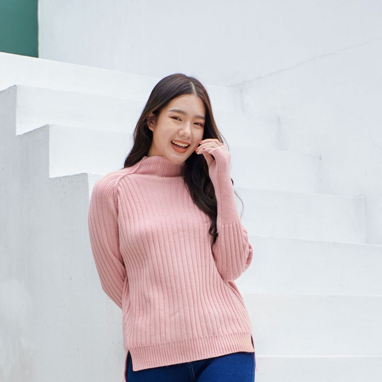 Hand knit sweater 2  (ดำ/ขาว/เทา/ครีม/ฟ้า/ชมพู)