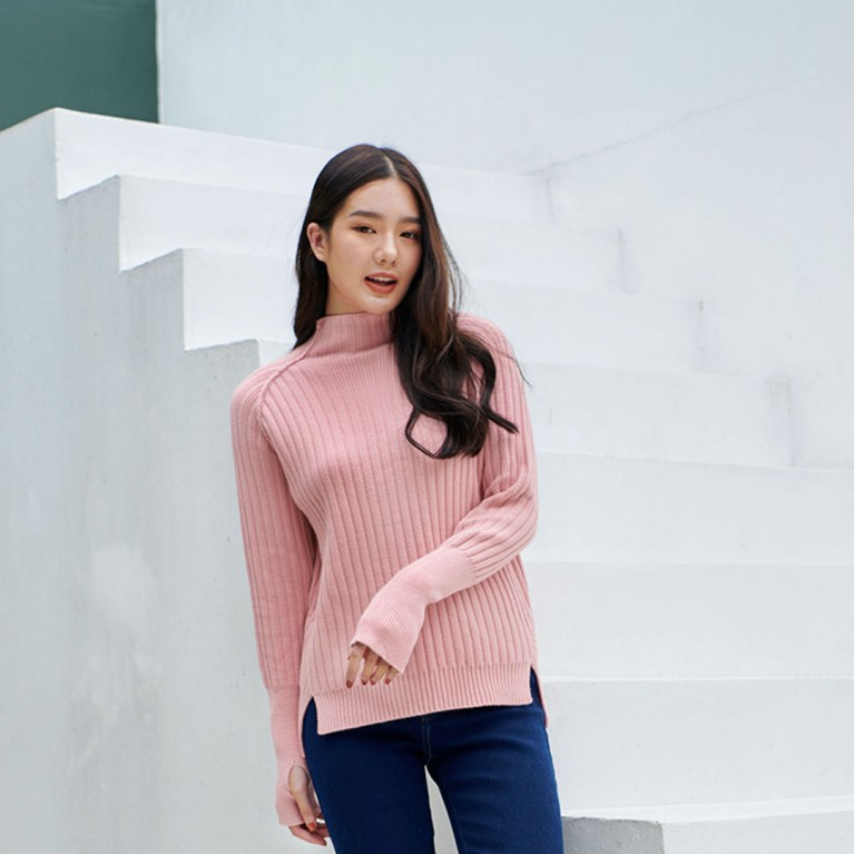 Hand knit sweater 2  (ดำ/ขาว/เทา/ครีม/ฟ้า/ชมพู)