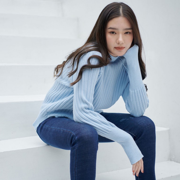 Hand knit sweater 2  (ดำ/ขาว/เทา/ครีม/ฟ้า/ชมพู)