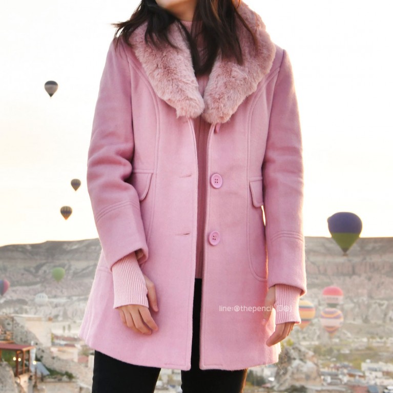 Fur collar wool coat (น้ำตาล/ดำ/เทา/ชมพู)