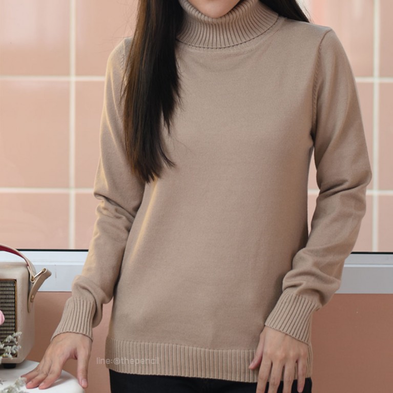 Basic turtleneck sweater (ขาว/เบจ/น้ำตาล/ดำ)