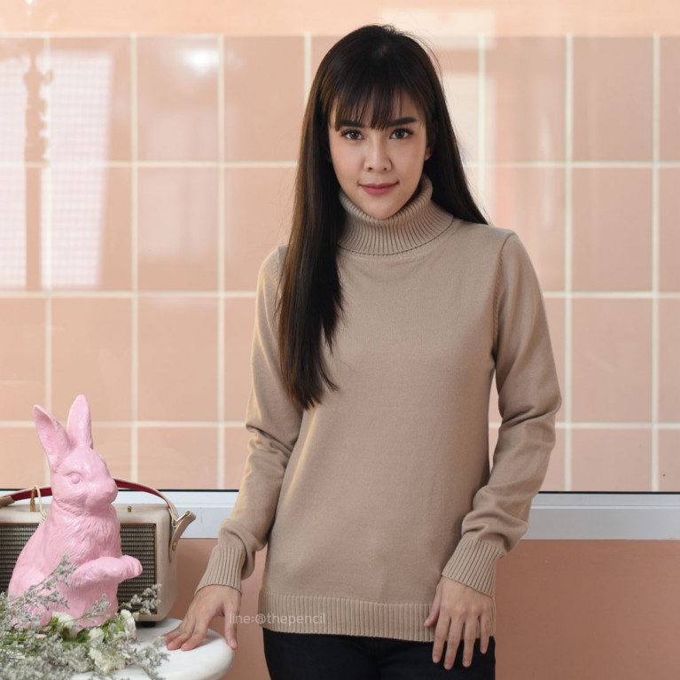 Basic turtleneck sweater (ขาว/เบจ/น้ำตาล/ดำ)
