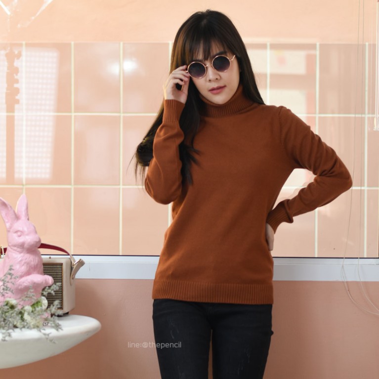 Basic turtleneck sweater (ขาว/เบจ/น้ำตาล/ดำ)