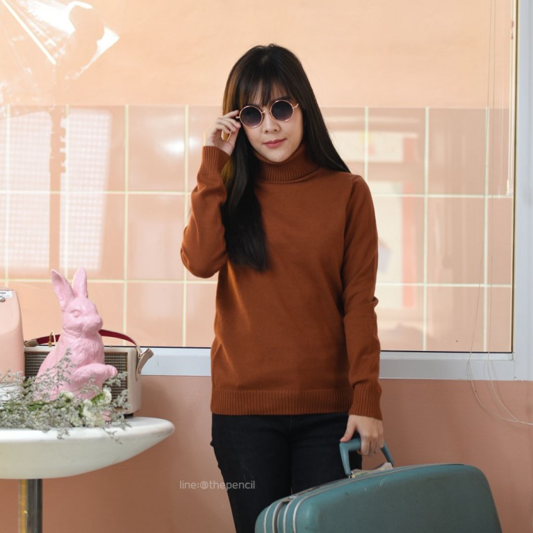 Basic turtleneck sweater (ขาว/เบจ/น้ำตาล/ดำ)