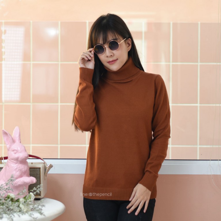 Basic turtleneck sweater (ขาว/เบจ/น้ำตาล/ดำ)