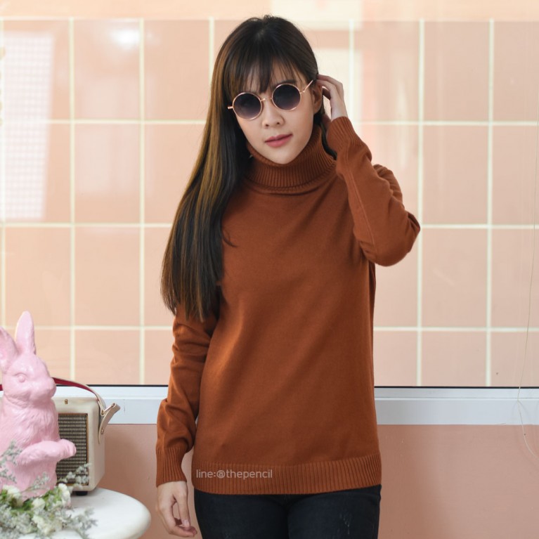 Basic turtleneck sweater (ขาว/เบจ/น้ำตาล/ดำ)