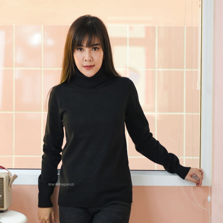 Basic turtleneck sweater (ขาว/เบจ/น้ำตาล/ดำ)