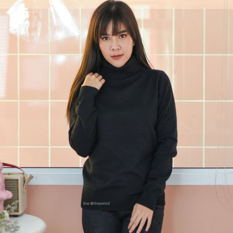 Basic turtleneck sweater (ขาว/เบจ/น้ำตาล/ดำ)