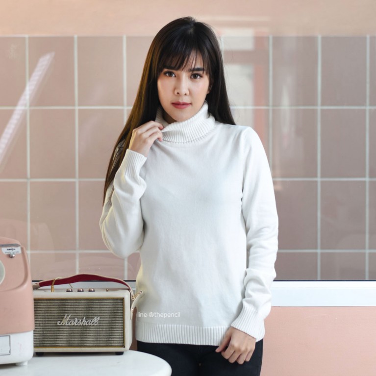 Basic turtleneck sweater (ขาว/เบจ/น้ำตาล/ดำ)