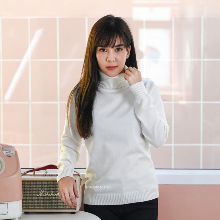 Basic turtleneck sweater (ขาว/เบจ/น้ำตาล/ดำ)