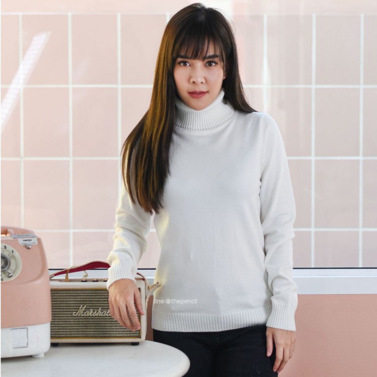 Basic turtleneck sweater (ขาว/เบจ/น้ำตาล/ดำ)