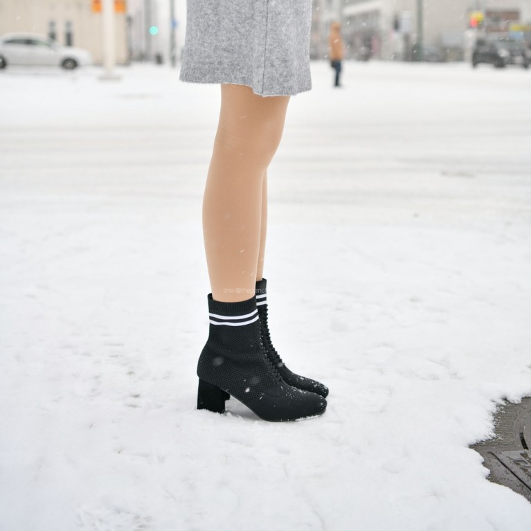 Oxford zock boots (ดำ/เบจ)
