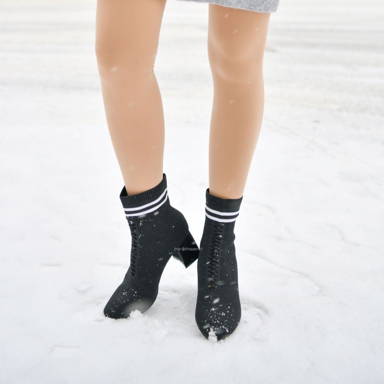 Oxford zock boots (ดำ/เบจ)