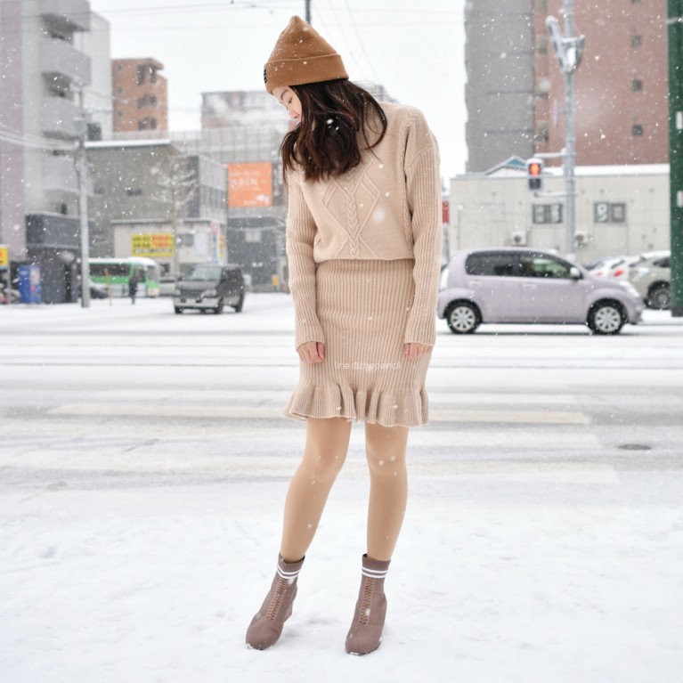 Oxford zock boots (ดำ/เบจ)