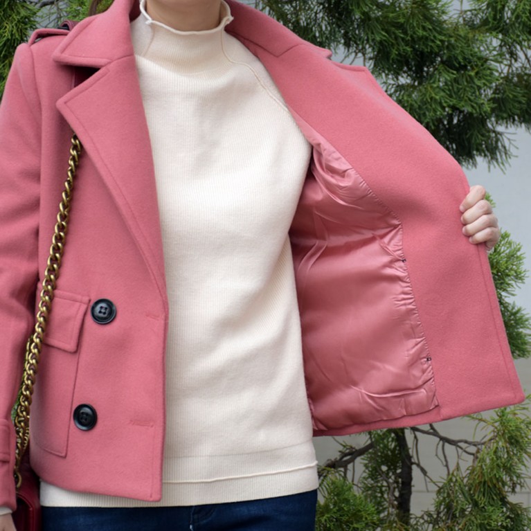 Mini wool coat (ชมพู/ครีม/น้ำตาลอิฐ)