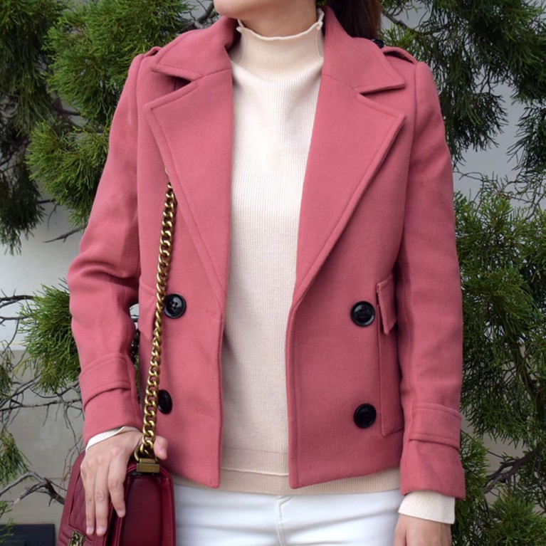 Mini wool coat (ชมพู/ครีม/น้ำตาลอิฐ)