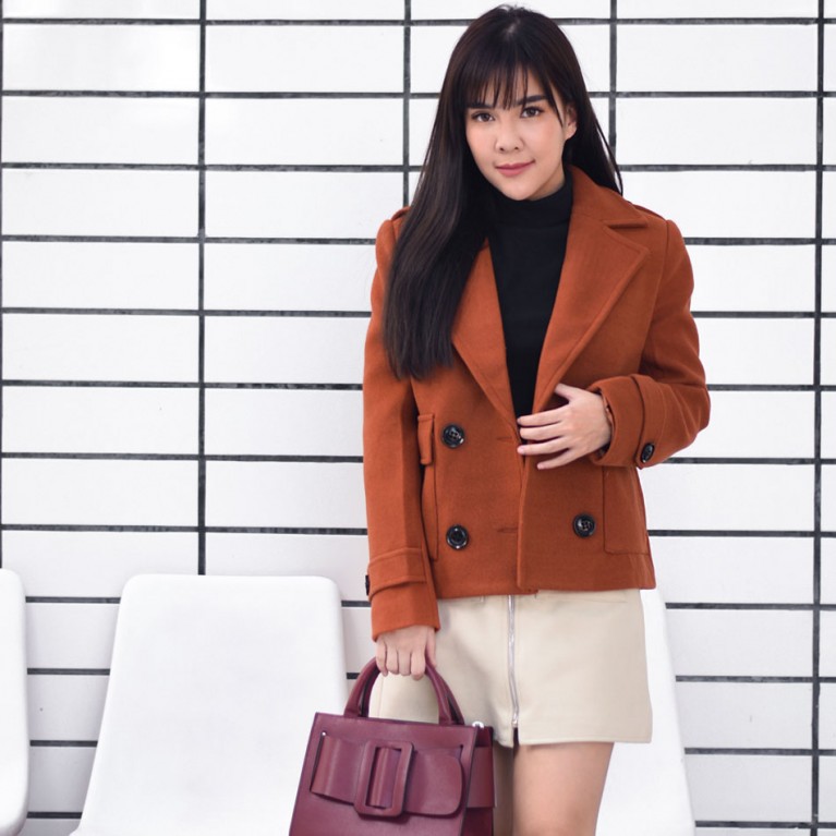 Mini wool coat (ชมพู/ครีม/น้ำตาลอิฐ)