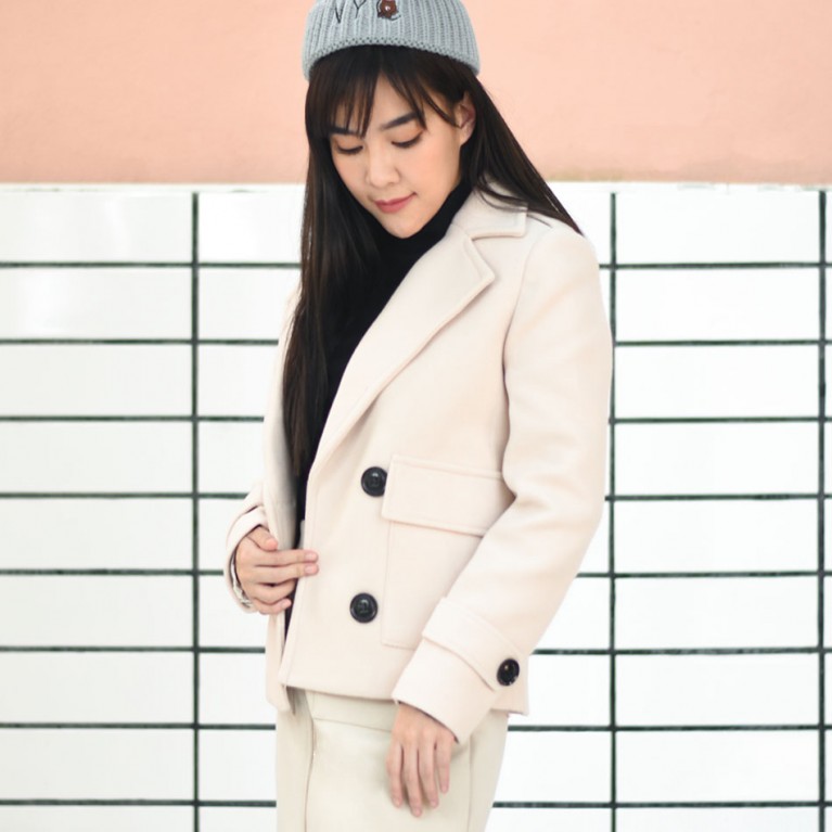 Mini wool coat (ชมพู/ครีม/น้ำตาลอิฐ)
